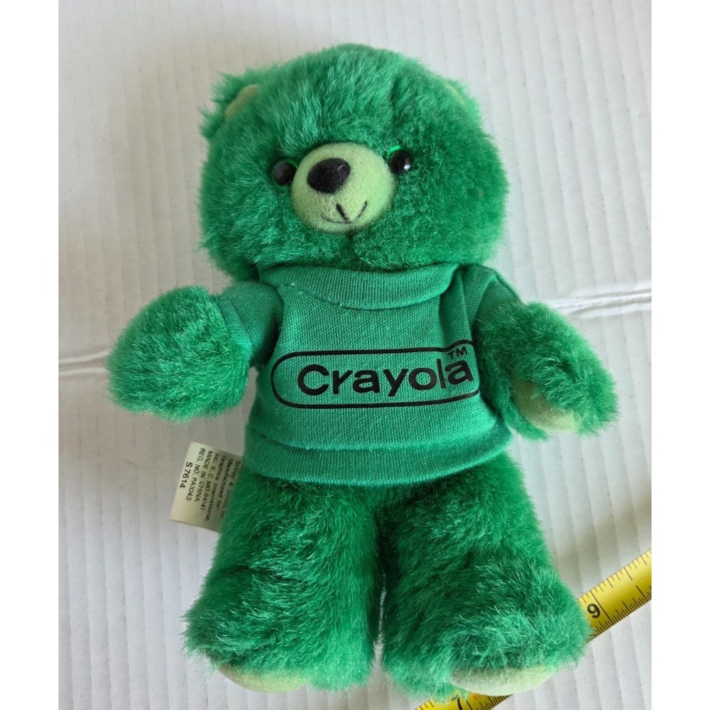 VINTAGE 1985 CRAYOLA Binney & Smith Green Bear 7 inch Plush Stuffed Animal S7614
